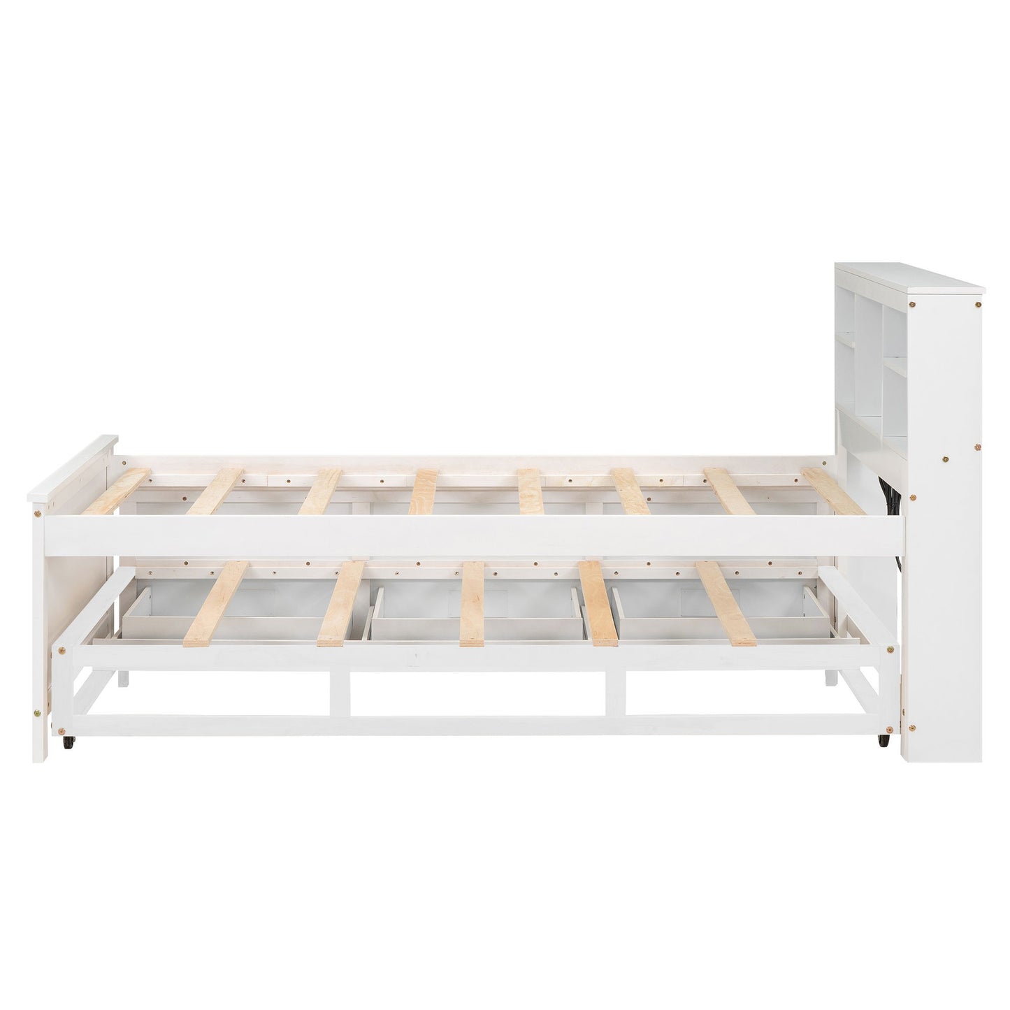 Platform Bed With Storage Headboard, USB, Trundle And 3 Drawers - The Sleep Loft - Online Mattress Showroom NYC