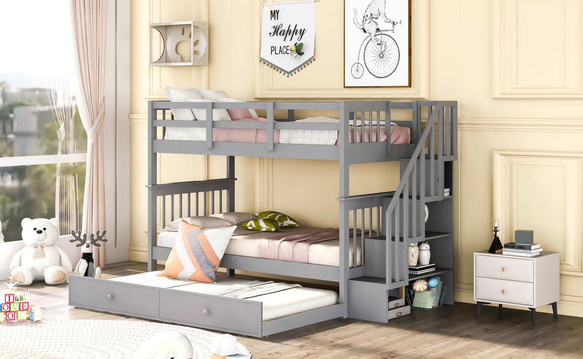 Stairway Bunk Bed With Storage And Guard Rail For Bedroom - The Sleep Loft - Online Mattress Showroom NYC