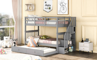 Stairway Bunk Bed With Storage And Guard Rail For Bedroom - The Sleep Loft - Online Mattress Showroom NYC