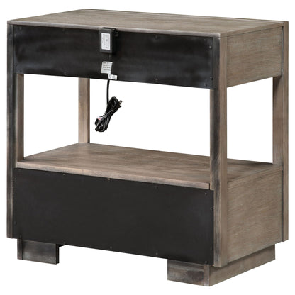 Prescott - 2 Drawers Nightstand With Open Shelf - Taupe - The Sleep Loft - Online Mattress Showroom NYC