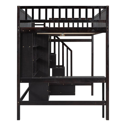 Loft Bed With Bookshelf, Drawers, Desk, And Wardrobe - The Sleep Loft - Online Mattress Showroom NYC
