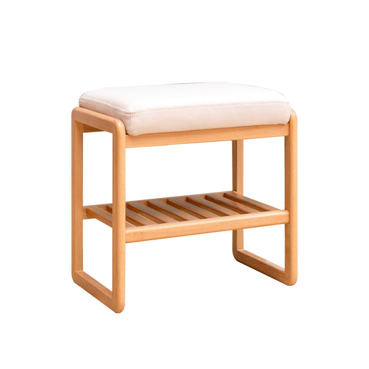 Shoe Bench, Beech Wood Storage Rack Organizer With High Rebound Sponge Cushion - Natural - The Sleep Loft - Online Mattress Showroom NYC