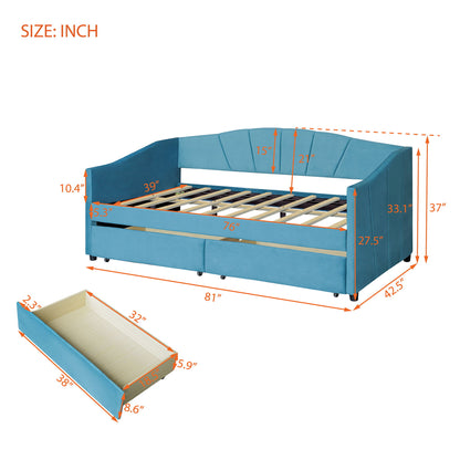 Upholstered Daybed With Two Drawers And Wood Slat - The Sleep Loft - Online Mattress Showroom NYC