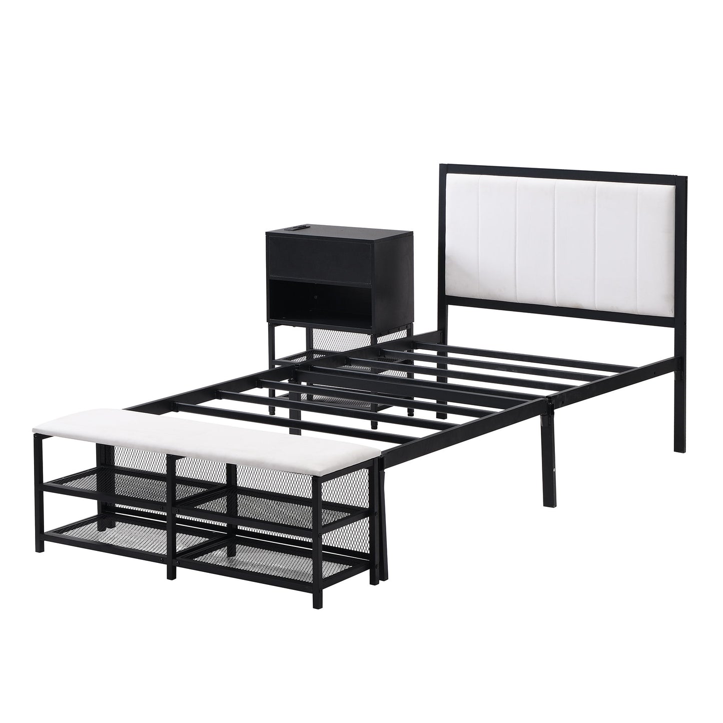 Platform Bed With 2 Tier Storage Shelves, Storage Cabinet - The Sleep Loft - Online Mattress Showroom NYC
