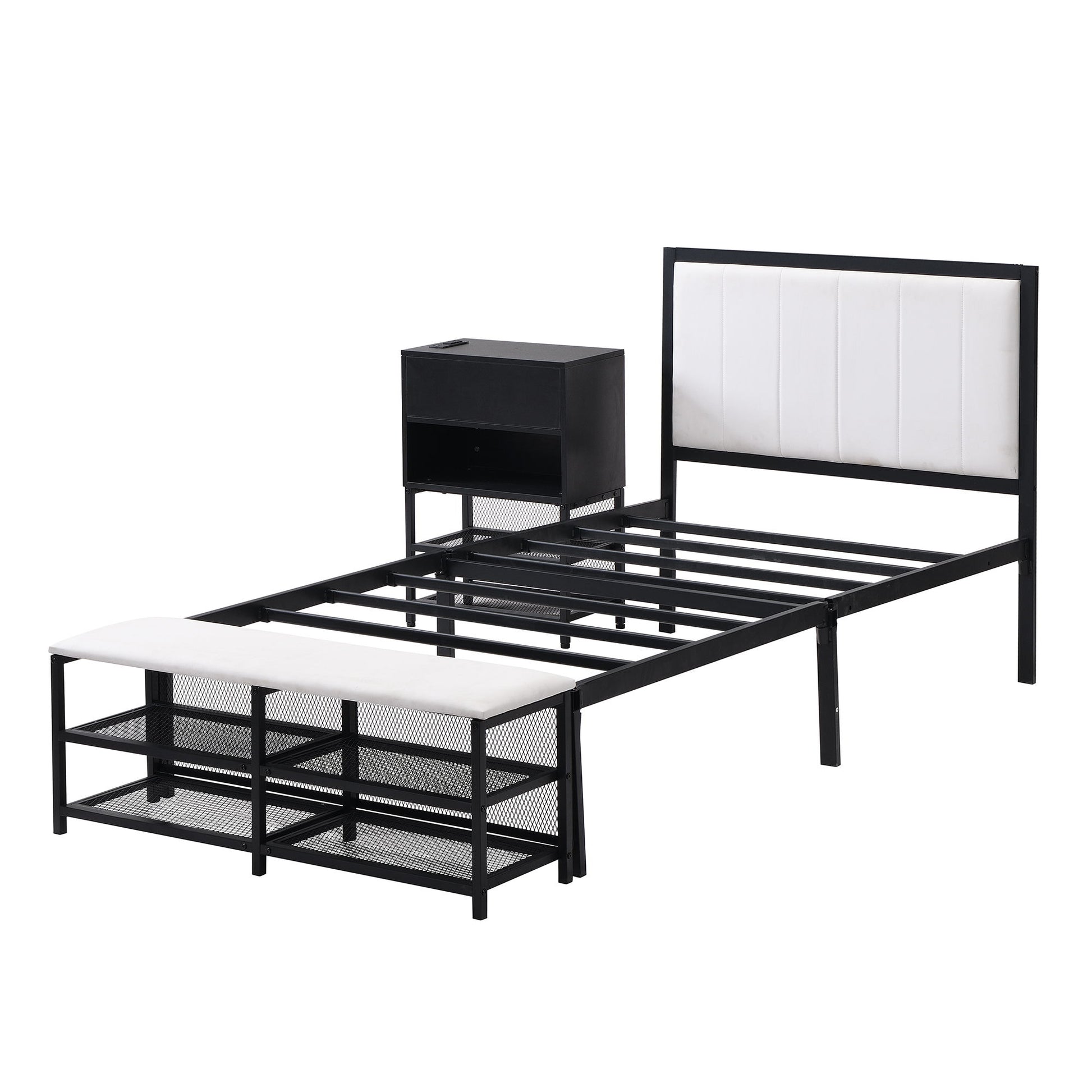 Platform Bed With 2 Tier Storage Shelves, Storage Cabinet - The Sleep Loft - Online Mattress Showroom NYC