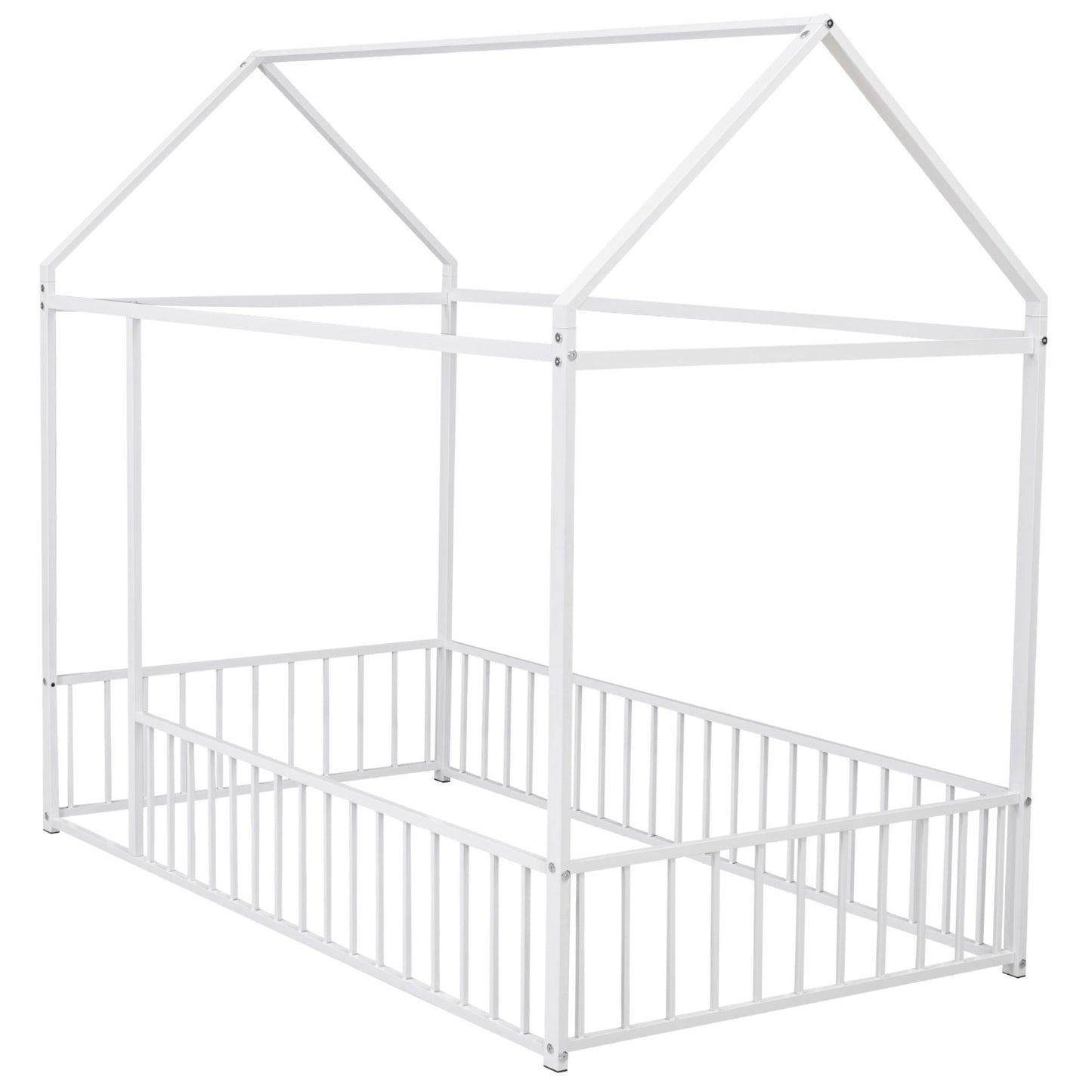 Metal Bed House Bed Frame With Fence - The Sleep Loft - Online Mattress Showroom NYC