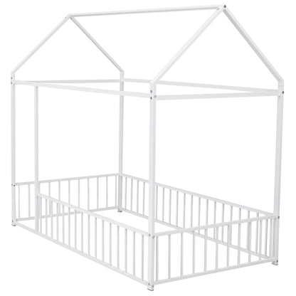 Metal Bed House Bed Frame With Fence - The Sleep Loft - Online Mattress Showroom NYC