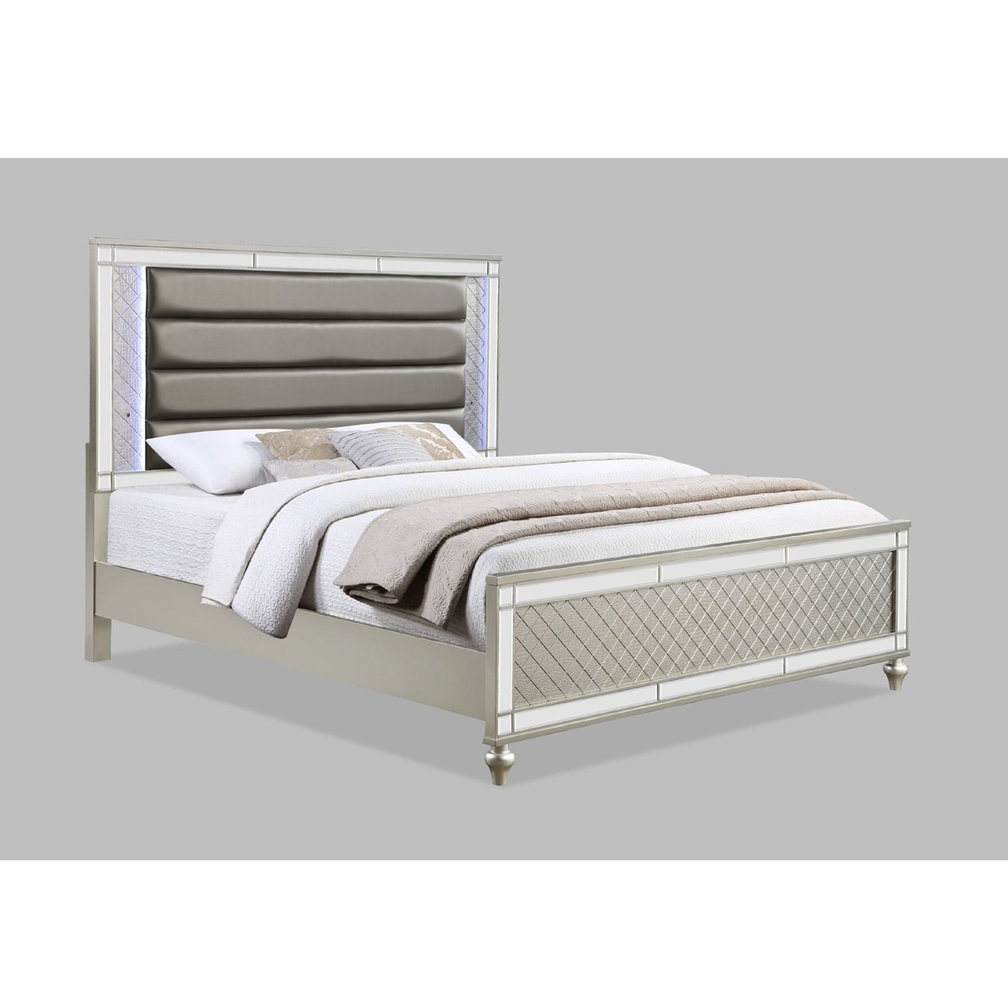Modern Panel Bed Wit Tufted Design And Integrated LED Lighting - The Sleep Loft - Online Mattress Showroom NYC