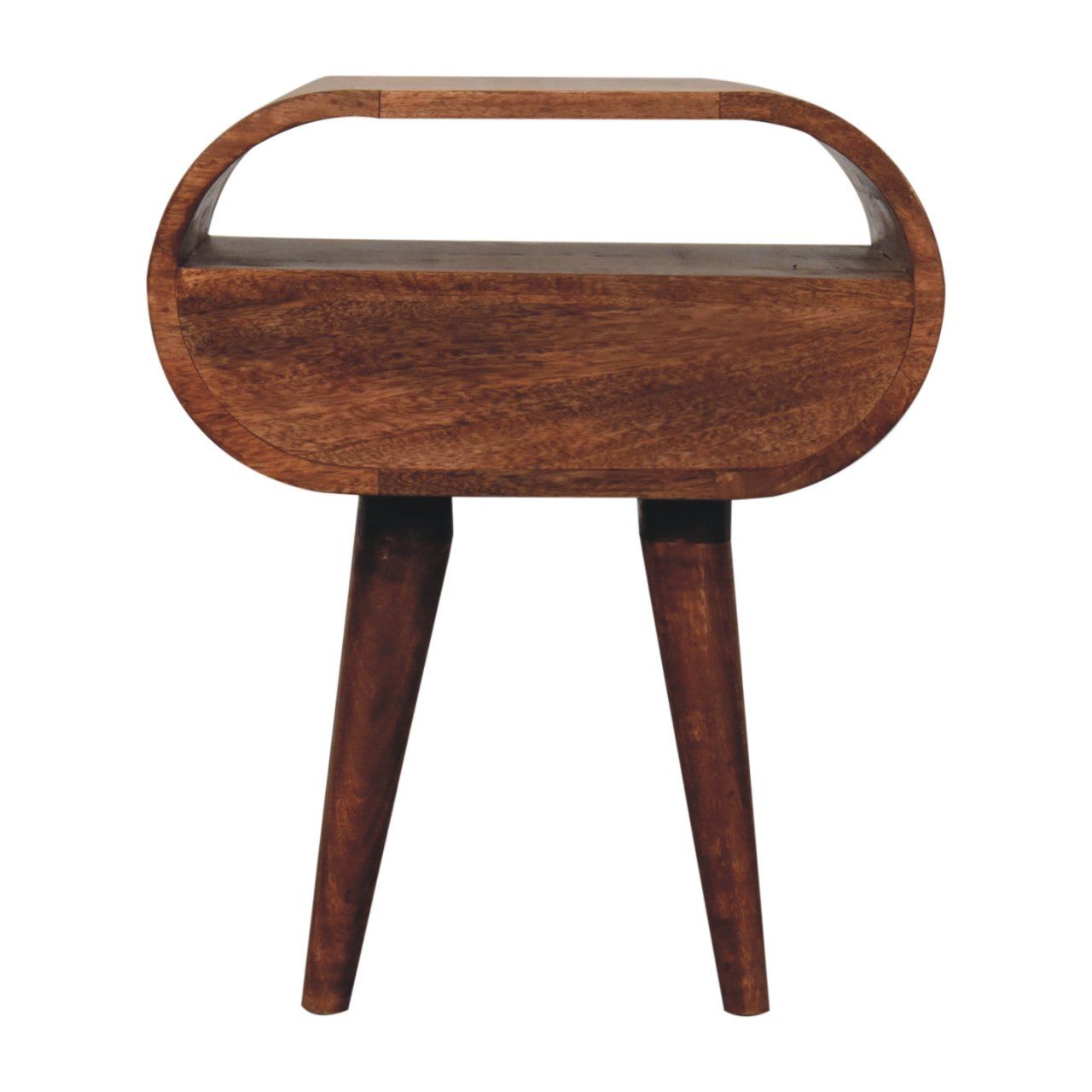 Circular Bedside Table With Open Slot - Caramel - The Sleep Loft - Online Mattress Showroom NYC