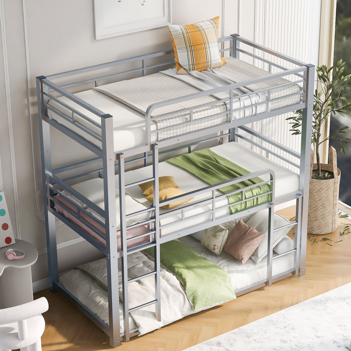 Triple Bunk Bed With Sturdy Construction And Space Saving Design - The Sleep Loft - Online Mattress Showroom NYC