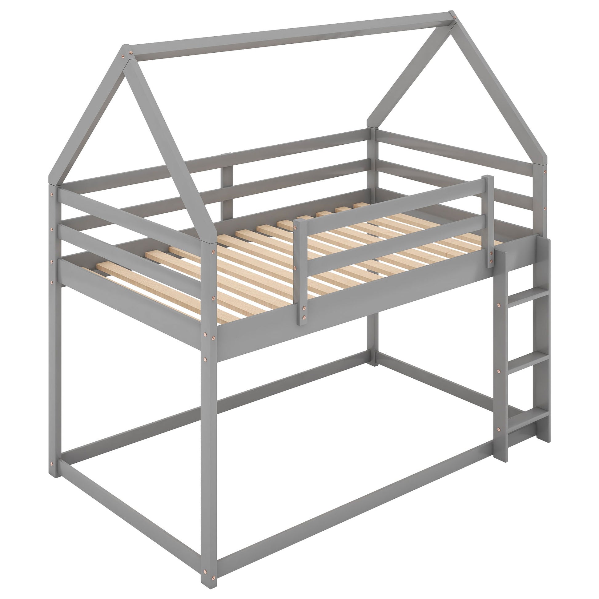 Low Bunk Bed With House Shaped Frame And Ladder - The Sleep Loft - Online Mattress Showroom NYC