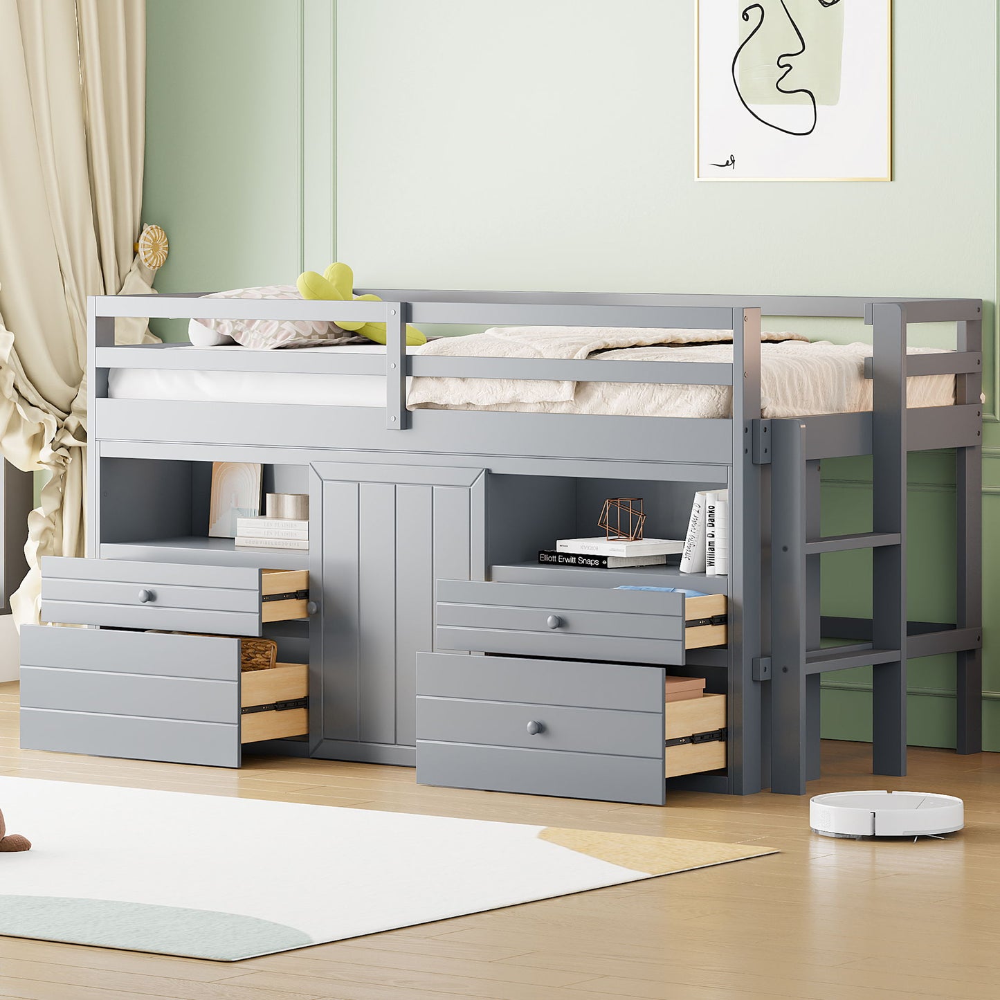 Loft Bed With 4 Drawers, Underneath Cabinet And Shelves - The Sleep Loft - Online Mattress Showroom NYC