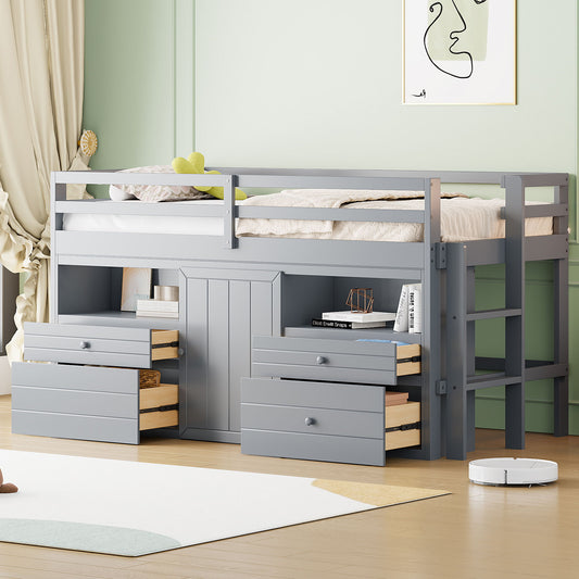 Loft Bed With 4 Drawers, Underneath Cabinet And Shelves - The Sleep Loft - Online Mattress Showroom NYC