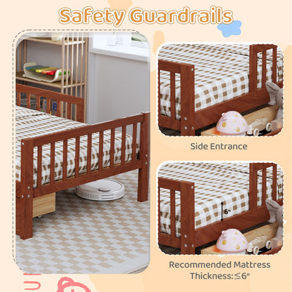 Bed With Headboard Storage Rack, 2 Under Bed Drawers, 3 Side Guardrails For Safety - The Sleep Loft - Online Mattress Showroom NYC