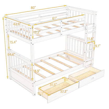 Bunk Bed With Ladders And 2 Storage Drawers - The Sleep Loft - Online Mattress Showroom NYC