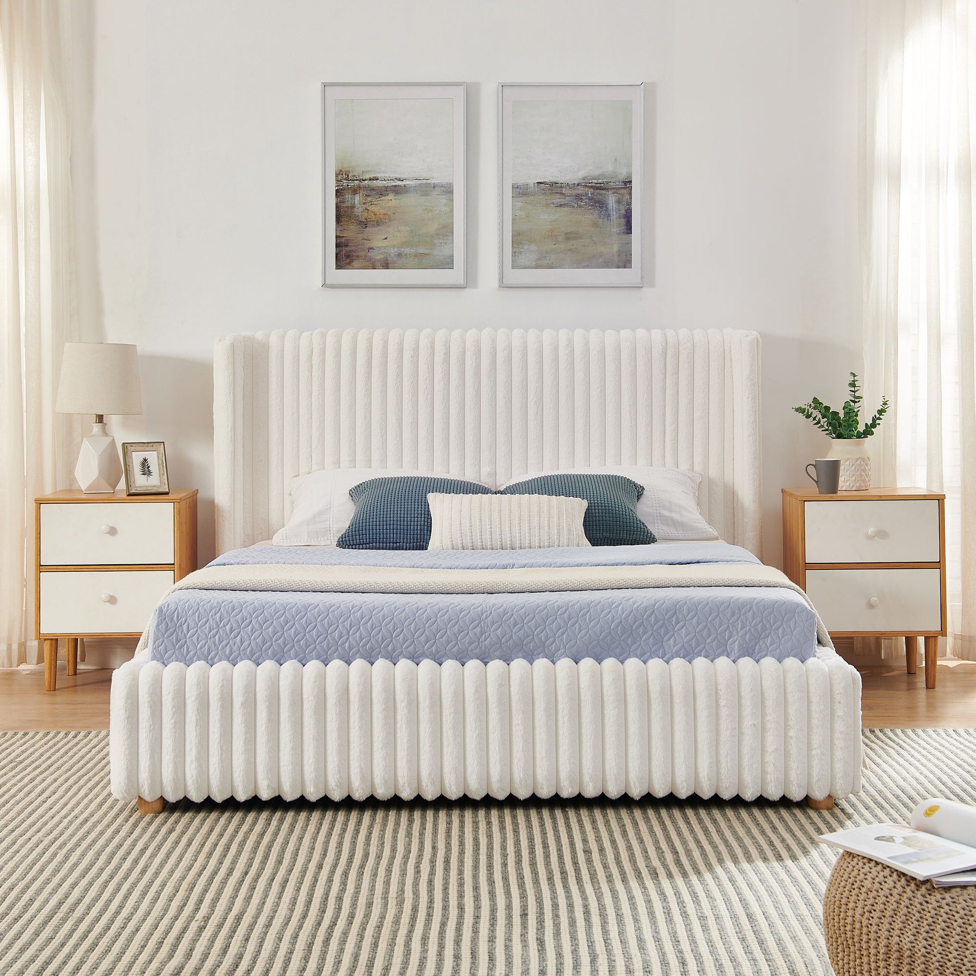 Functional Vertical Striped Bed With Gas Lift Storage - The Sleep Loft - Online Mattress Showroom NYC