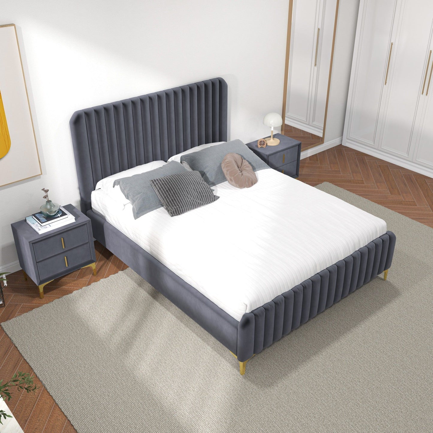 Bethany - Queen Upholstered Platform Bed - Gray - The Sleep Loft - Online Mattress Showroom NYC