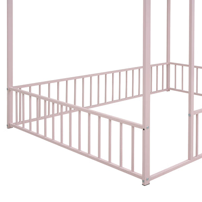 Metal Bed House Bed Frame With Fence - The Sleep Loft - Online Mattress Showroom NYC