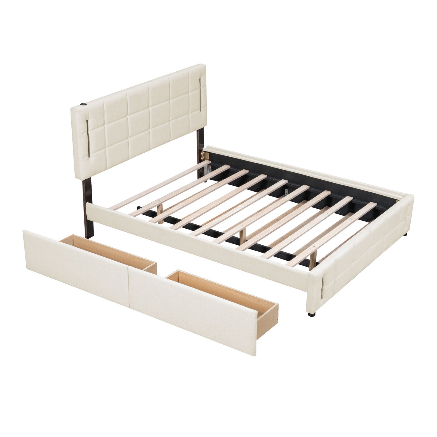 Upholstered Platform Bed With Trundle & Drawers - The Sleep Loft - Online Mattress Showroom NYC