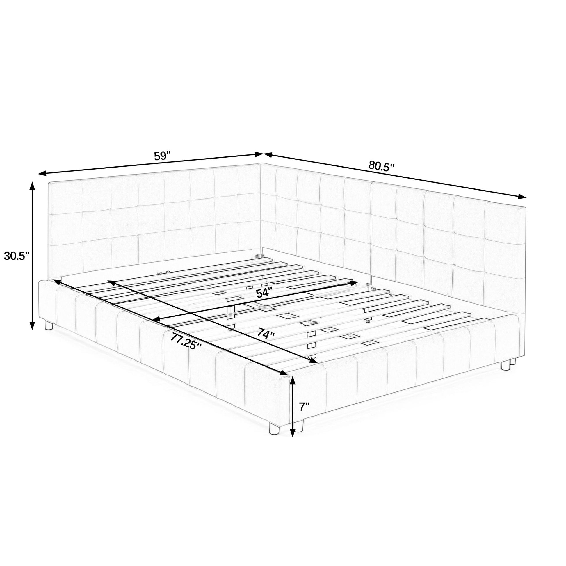 Mid-Century Storage Upholstered Tufted Bed Frame With Backrest And Armrests - The Sleep Loft - Online Mattress Showroom NYC