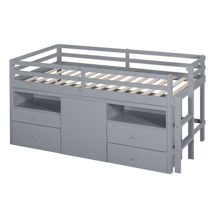 Loft Bed With 4 Drawers, Underneath Cabinet And Shelves - The Sleep Loft - Online Mattress Showroom NYC
