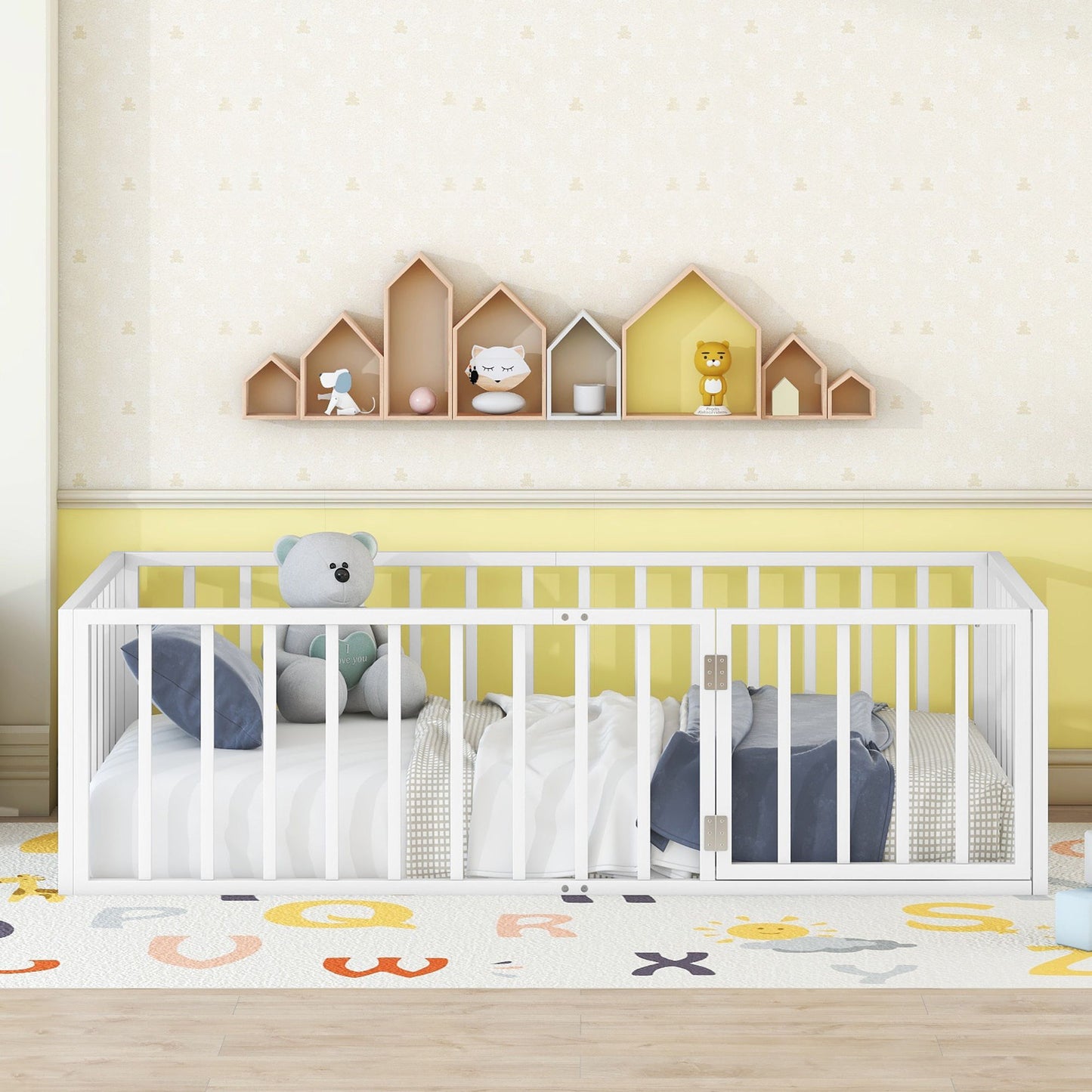 Metal Floor Bed Frame With Fence And Door - The Sleep Loft - Online Mattress Showroom NYC