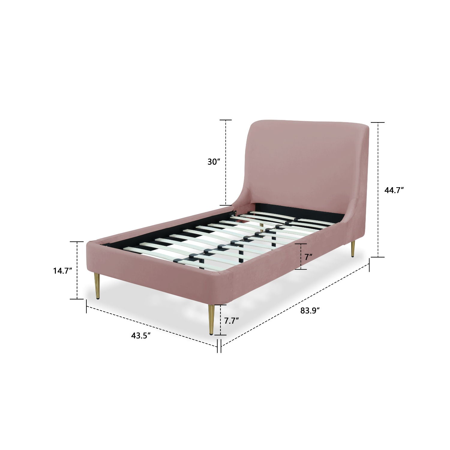 Mid-Century Modern Upholstered Bed With Curved Headboard - The Sleep Loft - Online Mattress Showroom NYC
