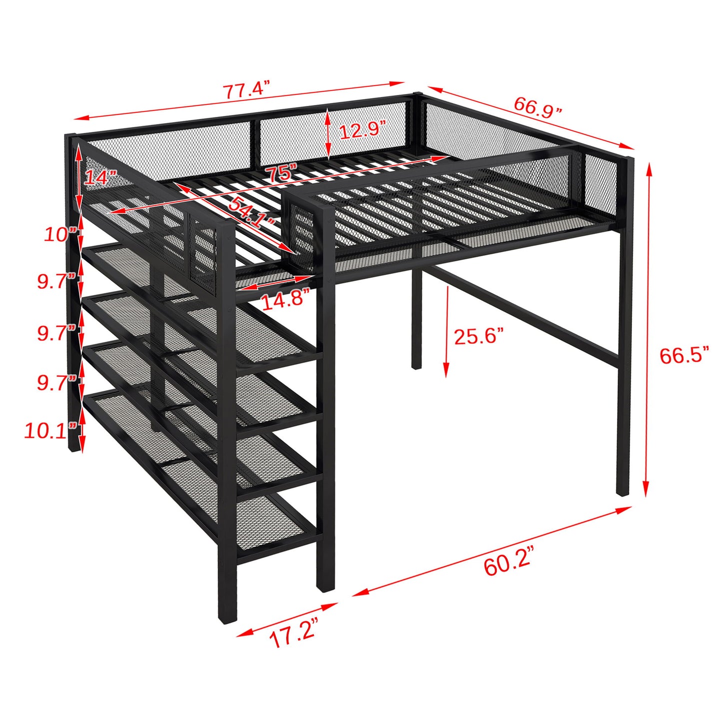 Loft Bed With 4 Tier Shelves And Storage - The Sleep Loft - Online Mattress Showroom NYC