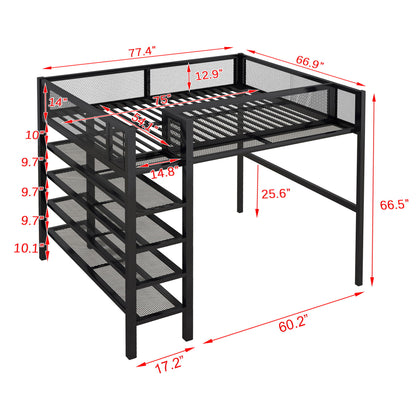Loft Bed With 4 Tier Shelves And Storage - The Sleep Loft - Online Mattress Showroom NYC