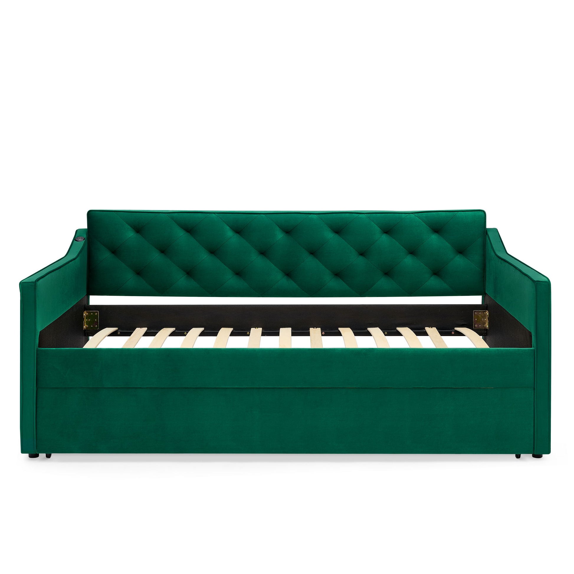 Daybed With Pop Up Trundle And USB Charging Armrest - The Sleep Loft - Online Mattress Showroom NYC