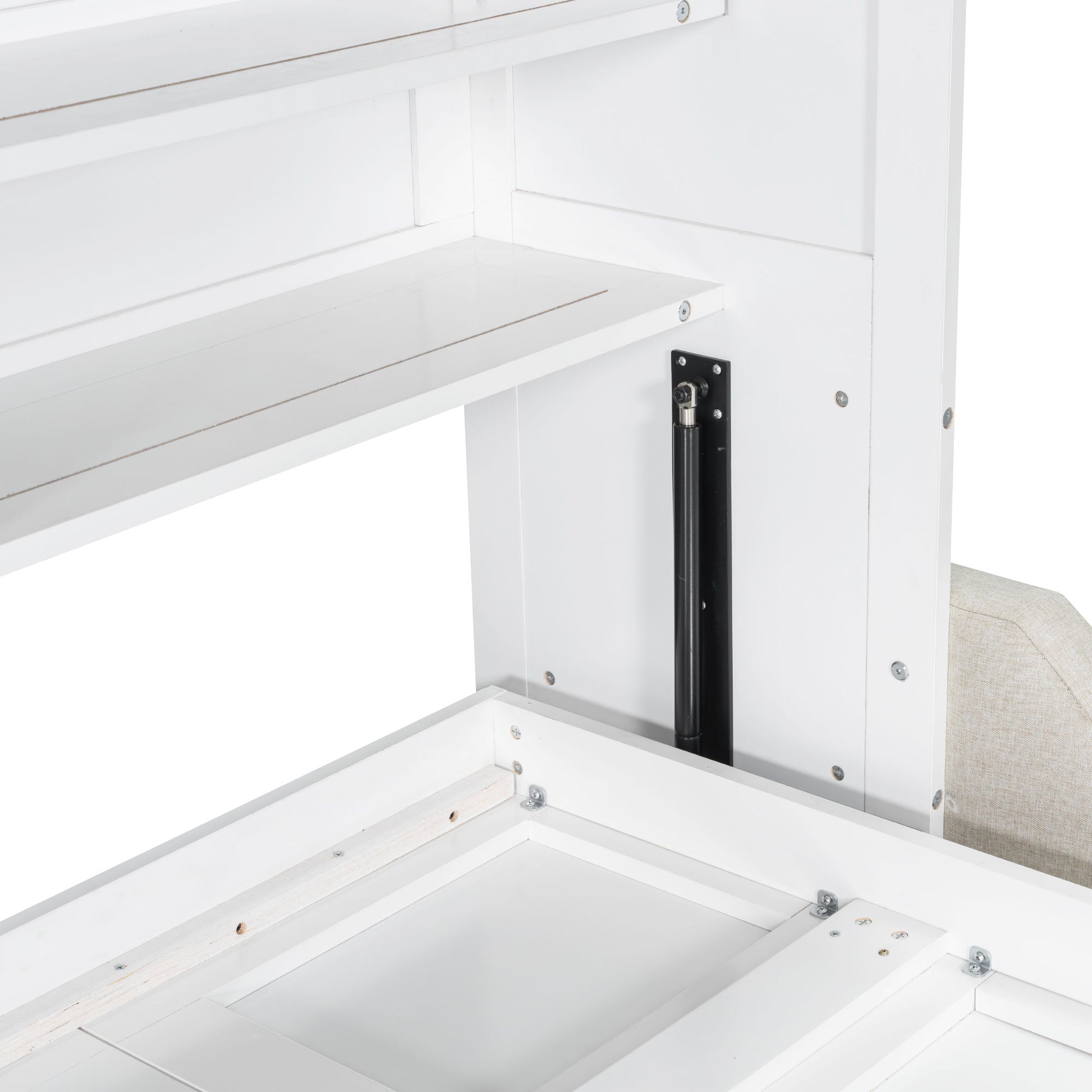 Murphy Cabinet Bed With Folding Sofa, Built In Storage Shelves And LED Light - The Sleep Loft - Online Mattress Showroom NYC