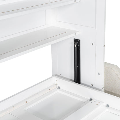 Murphy Cabinet Bed With Folding Sofa, Built In Storage Shelves And LED Light - The Sleep Loft - Online Mattress Showroom NYC