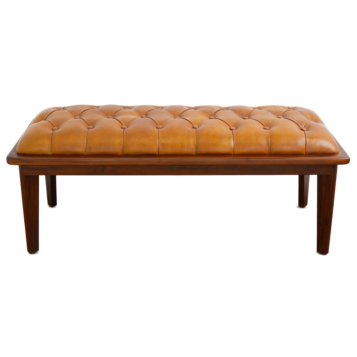 Arden - Bench With Buttons - Brown / Rustic / Tan - The Sleep Loft - Online Mattress Showroom NYC