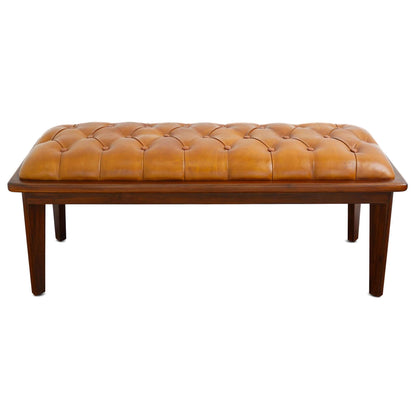 Arden - Bench With Buttons - Brown / Rustic / Tan - The Sleep Loft - Online Mattress Showroom NYC