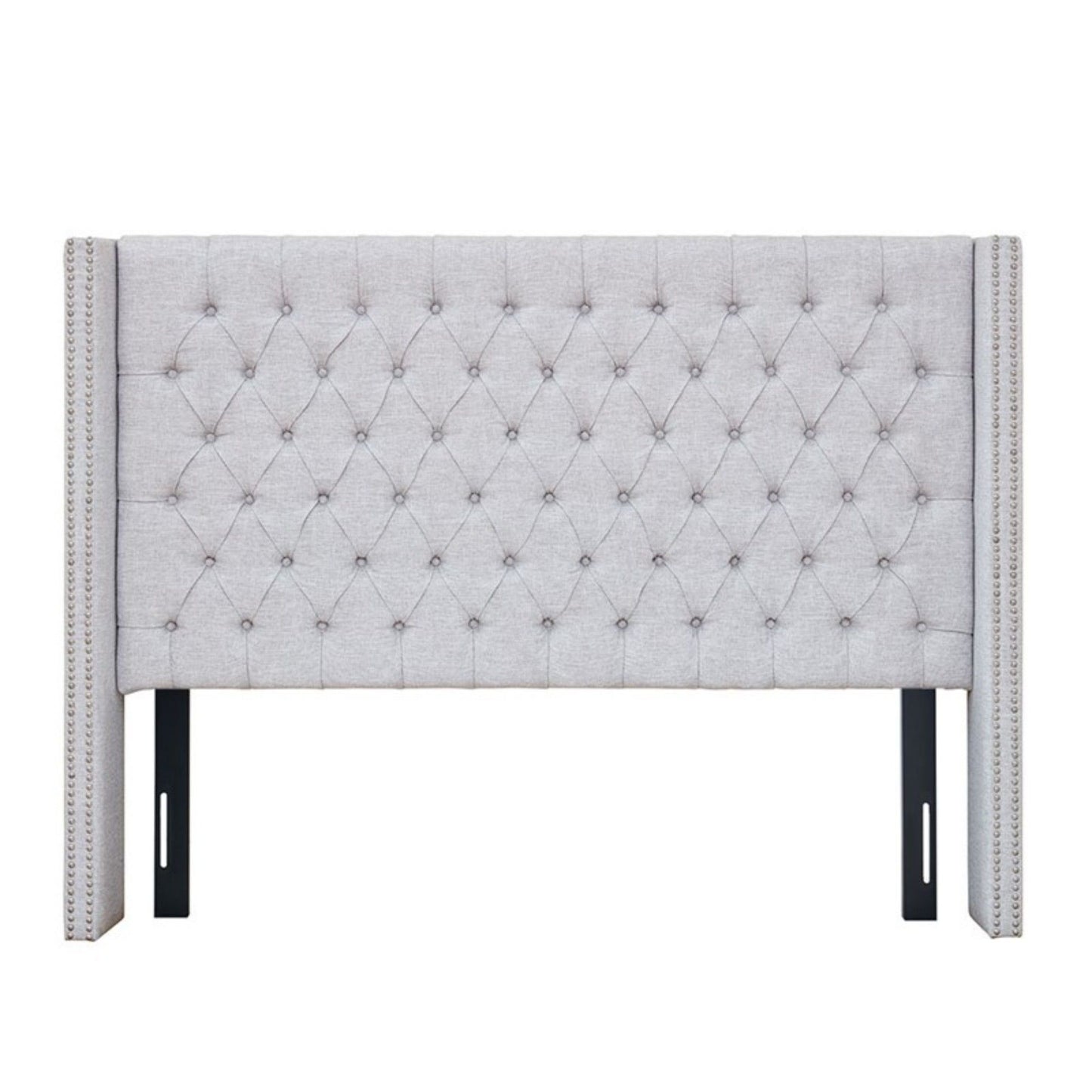 Transitional Upholstery Headboard With Tufted Buttons And Nailhead Trim - The Sleep Loft - Online Mattress Showroom NYC