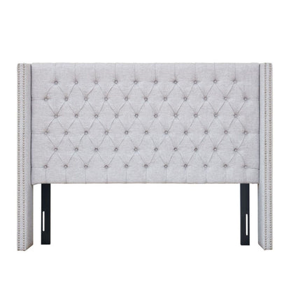 Transitional Upholstery Headboard With Tufted Buttons And Nailhead Trim - The Sleep Loft - Online Mattress Showroom NYC