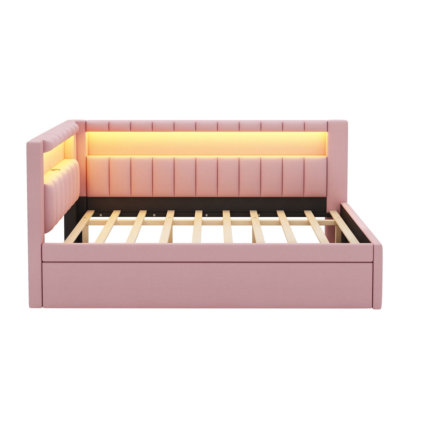 Upholstered Platform Bed With USB Ports And LED Belt - The Sleep Loft - Online Mattress Showroom NYC
