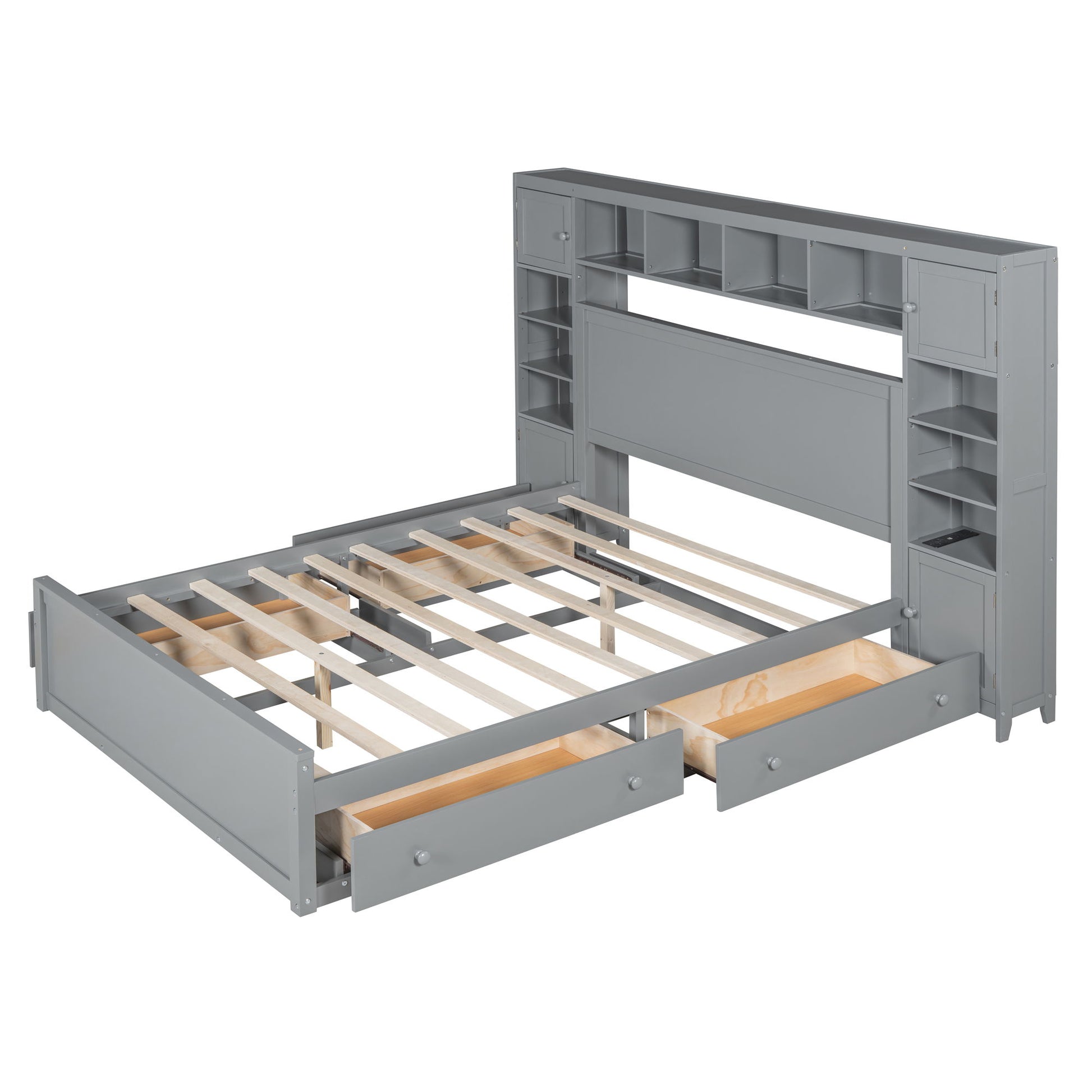 Bed With All In One Cabinet, Shelf And Sockets - The Sleep Loft - Online Mattress Showroom NYC