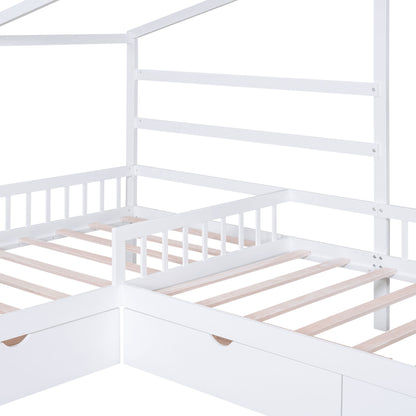 L Shape Platform Bed With 3 Storage Drawers - The Sleep Loft - Online Mattress Showroom NYC