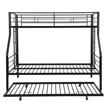 Twin Over Full Modern Metal Bunk Bed With Trundle - Black - The Sleep Loft - Online Mattress Showroom NYC