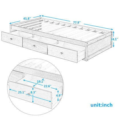 Twin Size Platform Storage Bed With 3 Drawers - White - The Sleep Loft - Online Mattress Showroom NYC