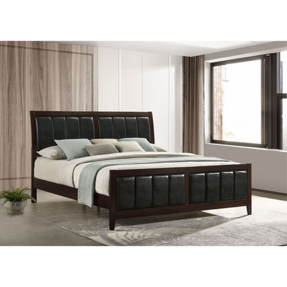 Eastern King Panel Bed With Upholstered Headboard And Footboard - Cappuccino - The Sleep Loft - Online Mattress Showroom NYC