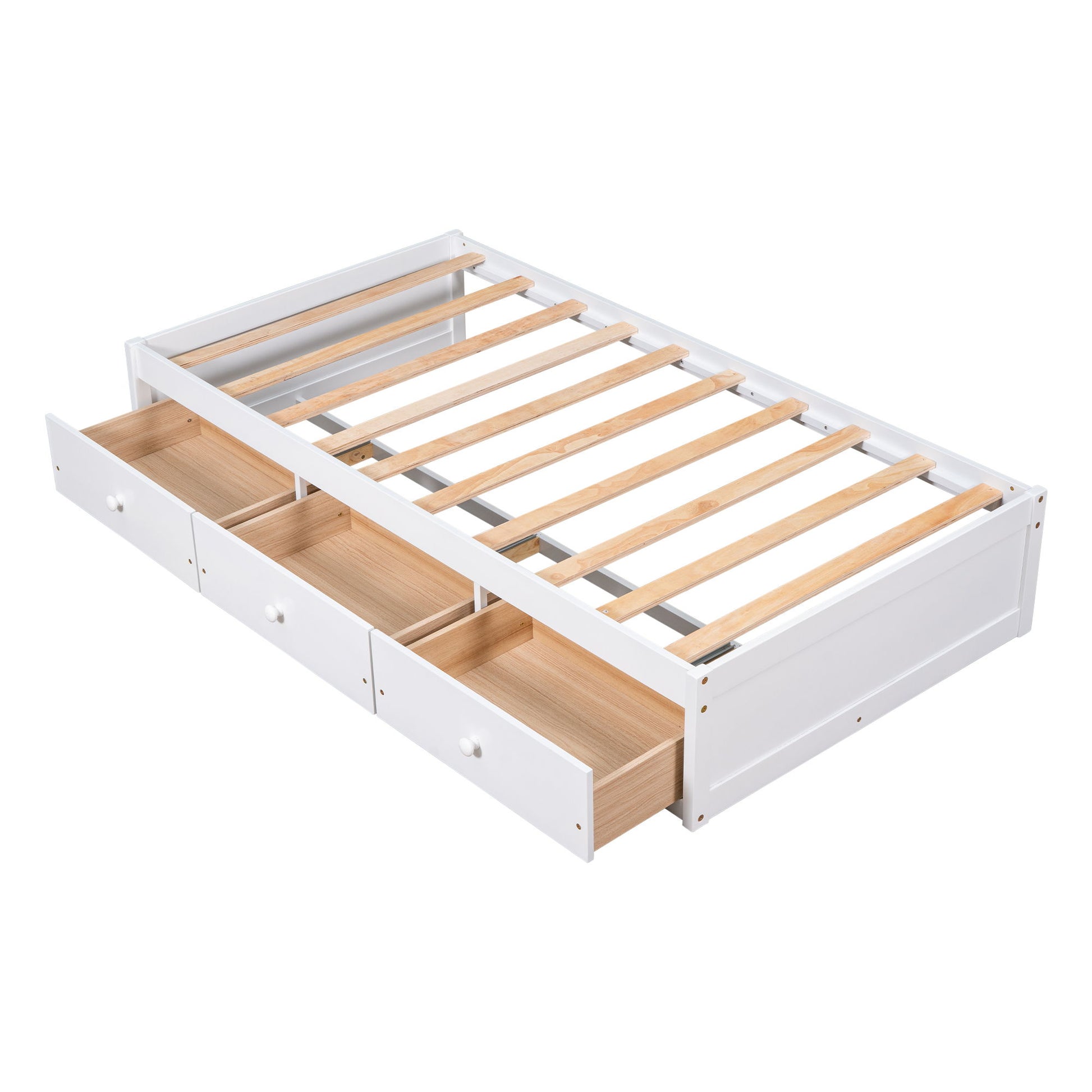 Twin Size Platform Storage Bed With 3 Drawers - White - The Sleep Loft - Online Mattress Showroom NYC