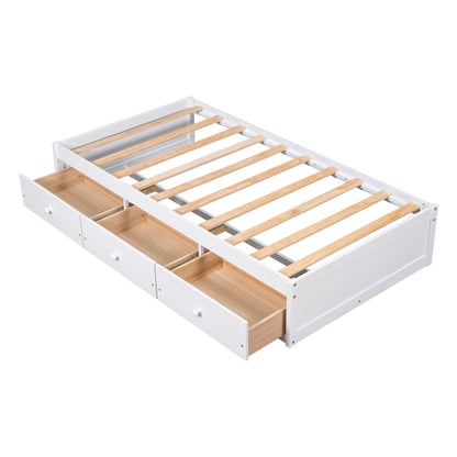 Twin Size Platform Storage Bed With 3 Drawers - White - The Sleep Loft - Online Mattress Showroom NYC