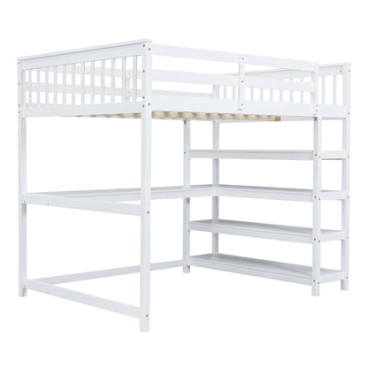 Loft Bed With Storage Shelves And Under Bed Desk - The Sleep Loft - Online Mattress Showroom NYC