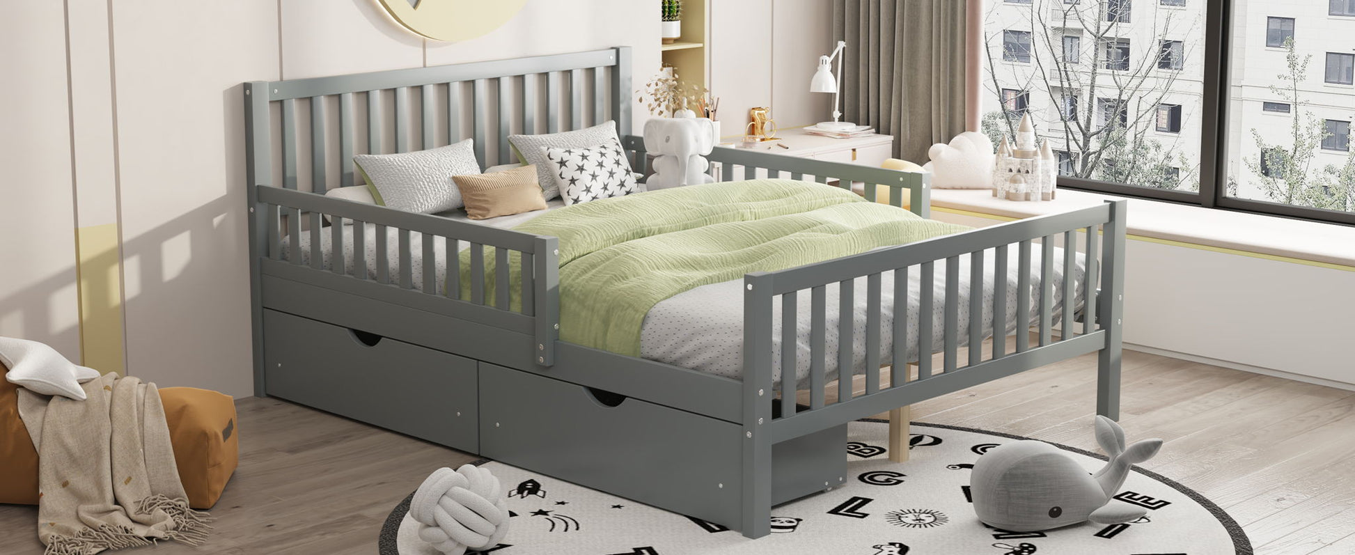 Platform Bed With Guardrails On Both Sides And 2 Storage Drawers - The Sleep Loft - Online Mattress Showroom NYC