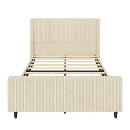 Upholstered Bed Frame With Vertical Stripe Wingback And High Footboard - The Sleep Loft - Online Mattress Showroom NYC