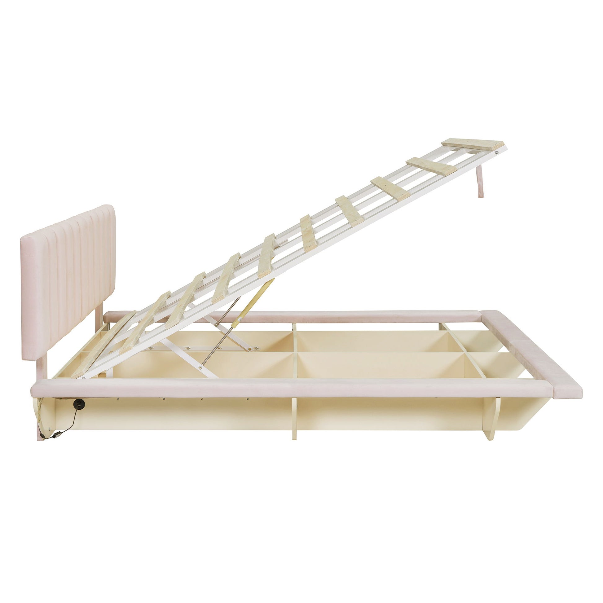 Upholstered Floating Hydrualic Platform Bed With LED Light And USB Port - The Sleep Loft - Online Mattress Showroom NYC