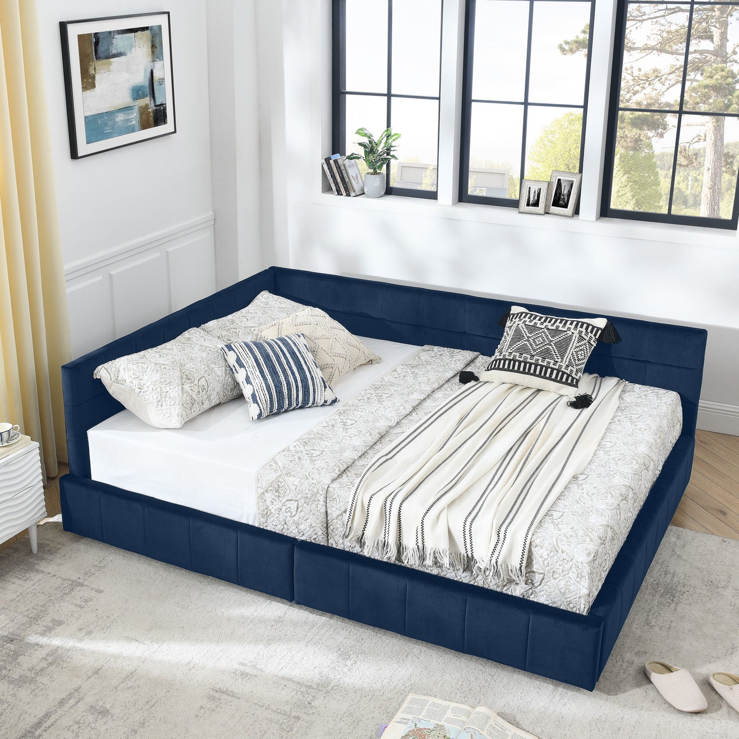 Upholstered Bed Frame With Tufted Backrest And Armrests - The Sleep Loft - Online Mattress Showroom NYC