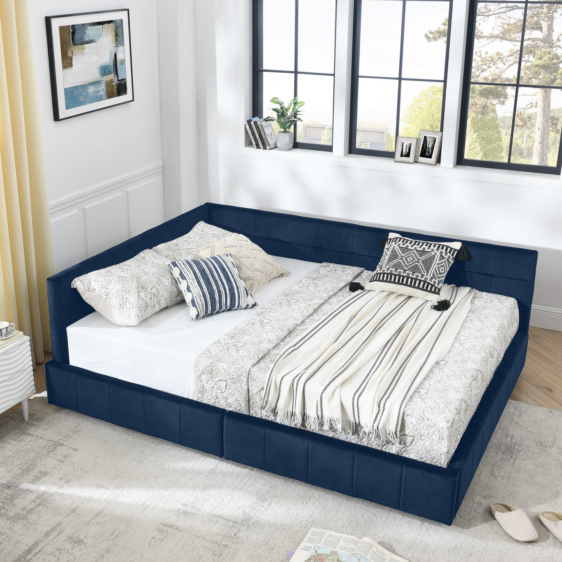 Upholstered Bed Frame With Tufted Backrest And Armrests - The Sleep Loft - Online Mattress Showroom NYC